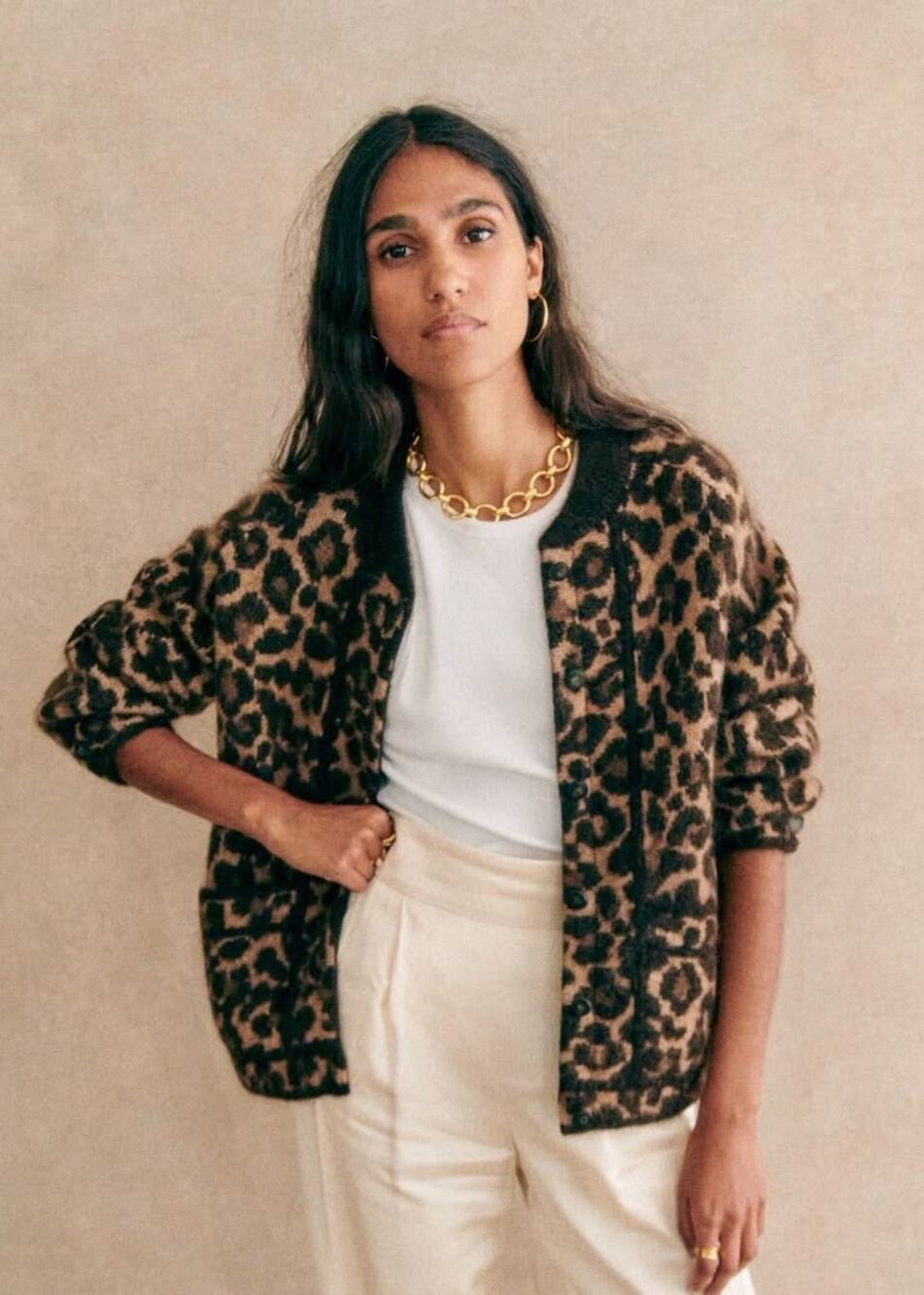 La Maille Sezane Noah Jacket in Leopard Print Size L✨